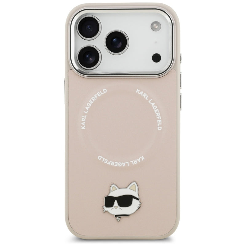 Husa MagSafe pentru Apple iPhone 17 Pro, Karl Lagerfeld, Choupette Pin - Roz - NotebookGsm