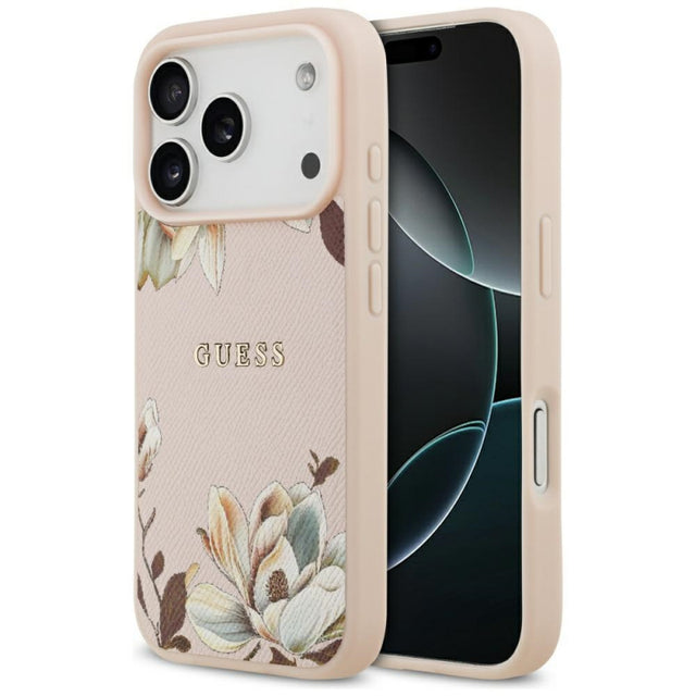 Husa MagSafe pentru Apple iPhone 17 Pro Max, Guess, Grained Flowers
