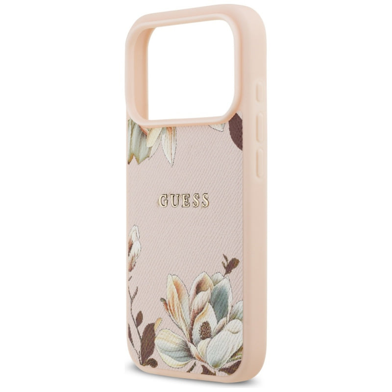 Husa MagSafe pentru Apple iPhone 17 Pro Max, Guess, Grained Flowers