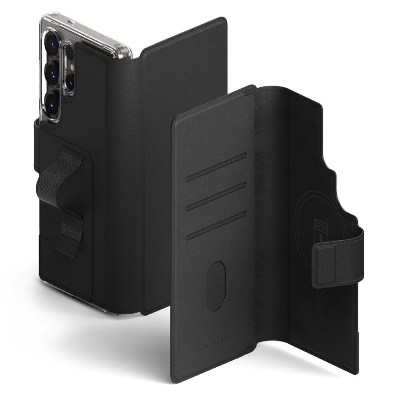 Husa MagSafe pentru Samsung Galaxy S23 Ultra S918, Ringke, Folio Grip Wallet, Neagra, Resigilat