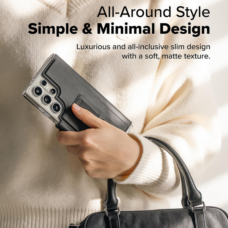 Husa MagSafe pentru Samsung Galaxy S23 Ultra S918, Ringke, Folio Grip Wallet, Neagra, Resigilat