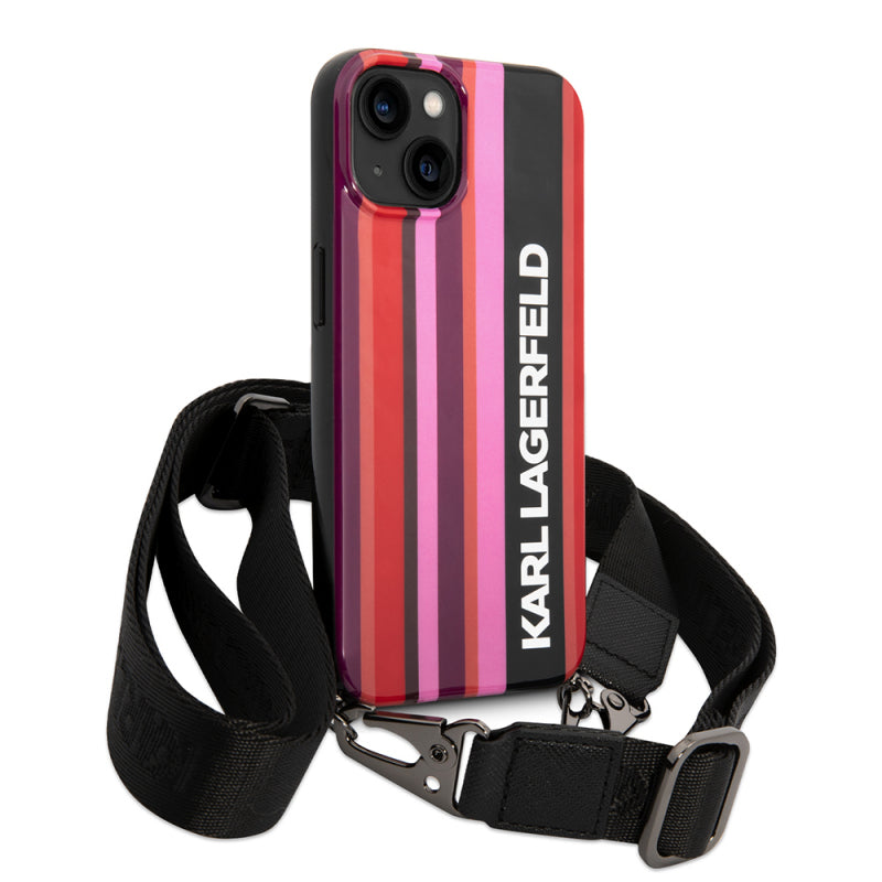 Husa pentru Apple iPhone 14, Karl Lagerfeld, Color Stripes with Strap