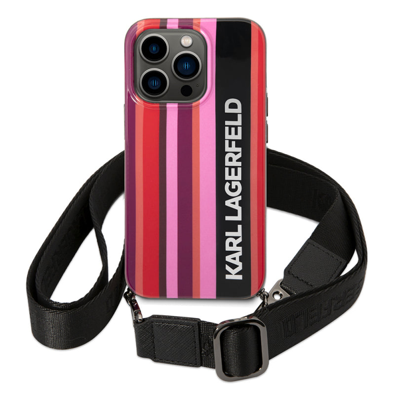 Husa pentru Apple iPhone 14 Pro, Karl Lagerfeld, Color Stripes with Strap