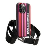 Husa pentru Apple iPhone 14 Pro, Karl Lagerfeld, Color Stripes with Strap