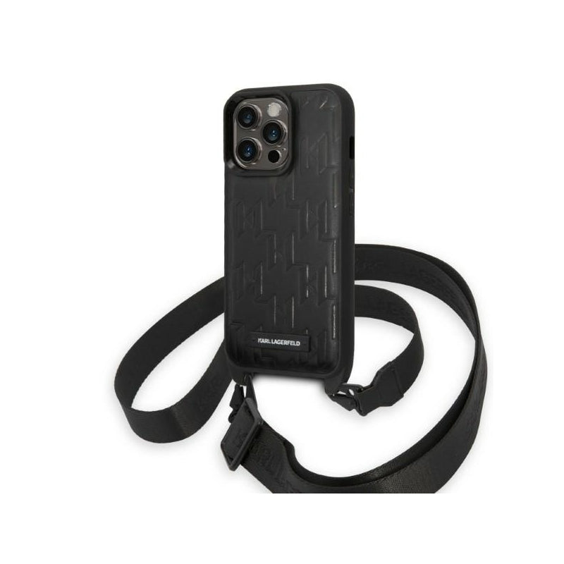 Husa pentru Apple iPhone 14 Pro, Karl Lagerfeld, Monogram Plaque Logo with Strap
