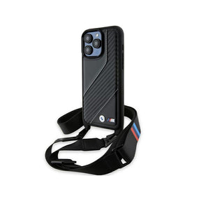 Husa pentru Apple iPhone 15 Pro, BMW, M Edition Carbon Stripe &amp; Strap - Neagra - NotebookGsm