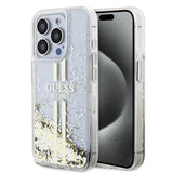 Husa pentru Apple iPhone 15 Pro, Guess, Liquid Glitter Gold Stri