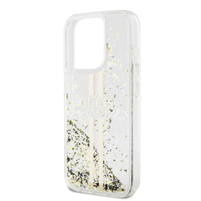 Husa pentru Apple iPhone 15 Pro, Guess, Liquid Glitter Gold Stri