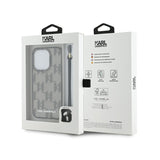 Husa pentru Apple iPhone 15 Pro Max, Karl Lagerfeld, IML Luxury Monogram KL Pattern with Strap - Neagra - NotebookGsm