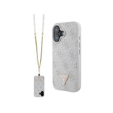 Husa pentru Apple iPhone 16, Guess, Crossbody 4G Triangle Strass