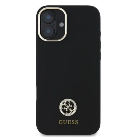 Husa pentru Apple iPhone 16, Guess, Logo Strass 4G - Neagra - NotebookGsm