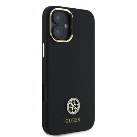 Husa pentru Apple iPhone 16, Guess, Logo Strass 4G - Neagra - NotebookGsm