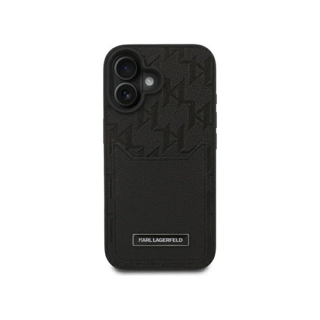 Husa pentru Apple iPhone 16, Karl Lagerfeld, Cardslots Monogram - Neagra - NotebookGsm