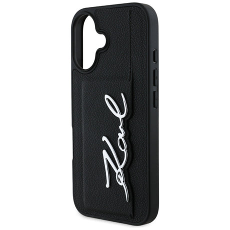Husa pentru Apple iPhone 16, Karl Lagerfeld, Metal Signatu - Neagra - NotebookGsm