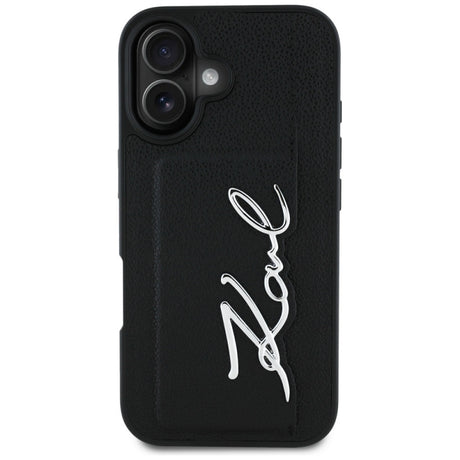 Husa pentru Apple iPhone 16, Karl Lagerfeld, Metal Signatu - Neagra - NotebookGsm