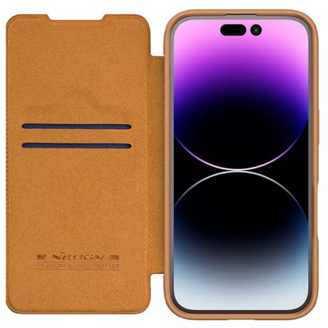 Husa pentru Apple iPhone 16, Nillkin, Qin Prop - Maro - NotebookGsm