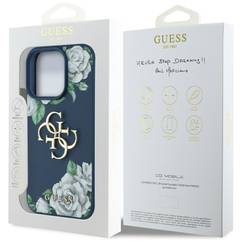 Husa pentru Apple iPhone 16 Pro, Guess, 4G Grained Roses Big Logo