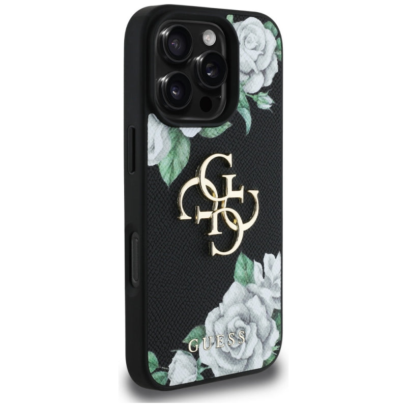 Husa pentru Apple iPhone 16 Pro Max, Guess, 4G Grained Roses Big Logo