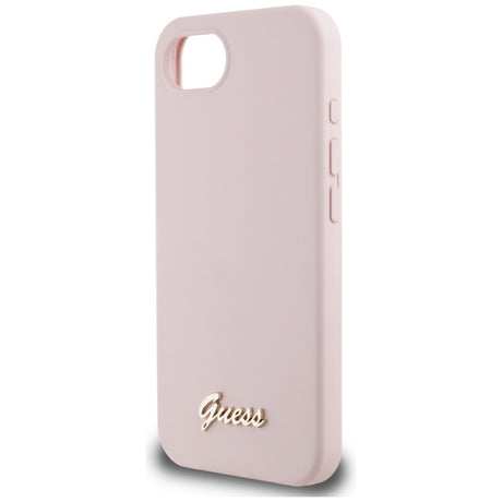 Husa pentru Apple iPhone 16e, Guess, Script Metal Log - Roz - NotebookGsm