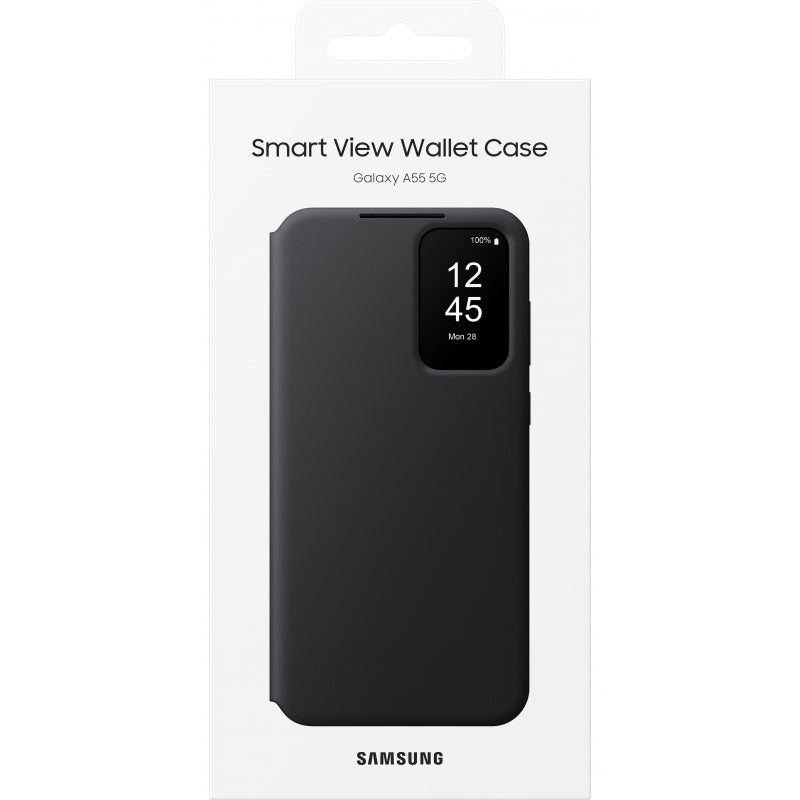 Husa pentru Samsung Galaxy A55 5G A556, S-View Wallet, Neagra EF-ZA556CBEGWW