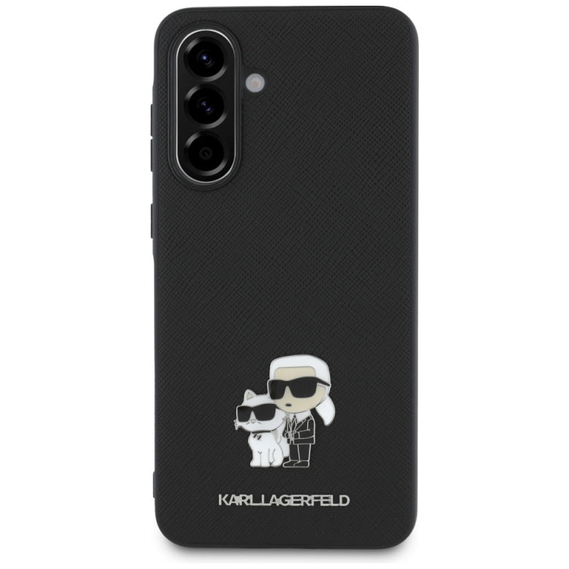 Husa pentru Samsung Galaxy A56 A566, Karl Lagerfeld, Saffiano Karl &amp; Choupette Metal - Neagra - NotebookGsm