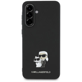 Husa pentru Samsung Galaxy A56 A566, Karl Lagerfeld, Saffiano Karl &amp; Choupette Metal - Neagra - NotebookGsm