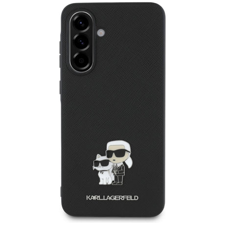 Husa pentru Samsung Galaxy A56 A566, Karl Lagerfeld, Saffiano Karl &amp; Choupette Metal - Neagra - NotebookGsm