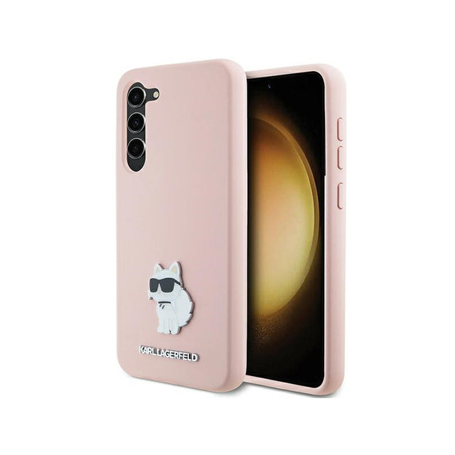 Husa pentru Samsung Galaxy S23+ S916, Karl Lagerfeld, Silicone Choupette Metal - Roz - NotebookGsm