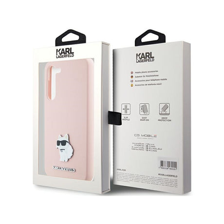 Husa pentru Samsung Galaxy S23+ S916, Karl Lagerfeld, Silicone Choupette Metal - Roz - NotebookGsm