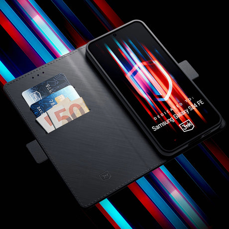 Husa pentru Samsung Galaxy S24 FE S721, 3MK, Wallet - Neagra - NotebookGsm