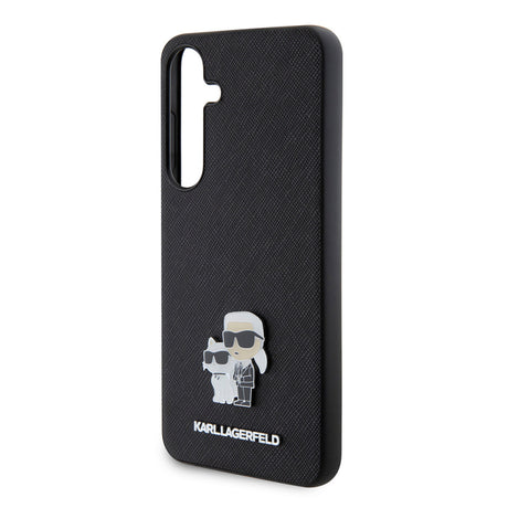Husa pentru Samsung Galaxy S24+ S926, Karl Lagerfeld, Saffiano Karl &amp; Choupette Metal - Neagra - NotebookGsm