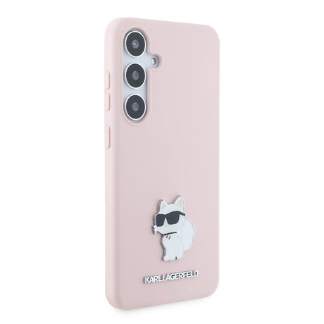 Husa pentru Samsung Galaxy S24+ S926, Karl Lagerfeld, Silicone Choupette Metal - Roz - NotebookGsm