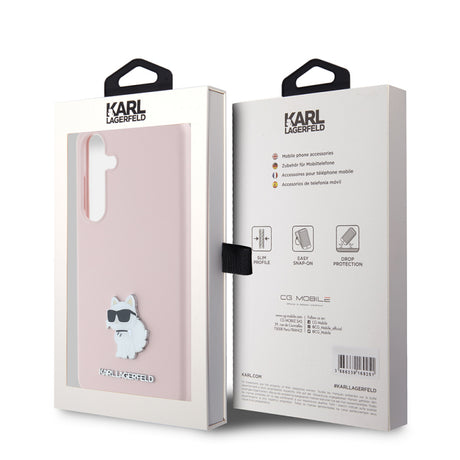 Husa pentru Samsung Galaxy S24+ S926, Karl Lagerfeld, Silicone Choupette Metal - Roz - NotebookGsm