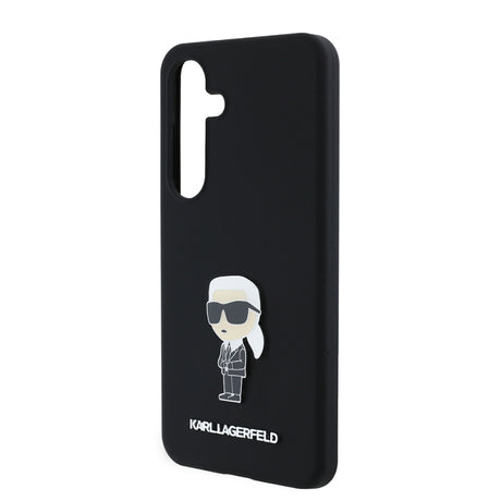 Husa pentru Samsung Galaxy S24 S921, Karl Lagerfeld, Silicone Ikonik Karl Metal - Neagra - NotebookGsm