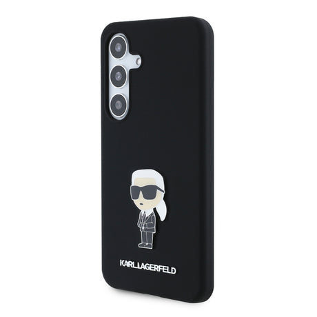 Husa pentru Samsung Galaxy S24 S921, Karl Lagerfeld, Silicone Ikonik Karl Metal - Neagra - NotebookGsm