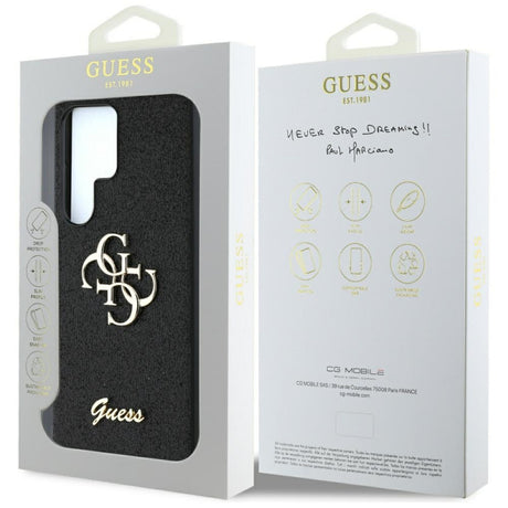 Husa pentru Samsung Galaxy S25 Ultra S938, Guess, Glitter Big 4G Script - Neagra - NotebookGsm