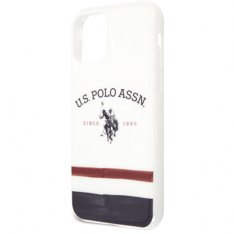 Husa pentru Apple iPhone 11 Pro, U.S. Polo, Tricolore Blurred, Alba USHCN58PCSTRB