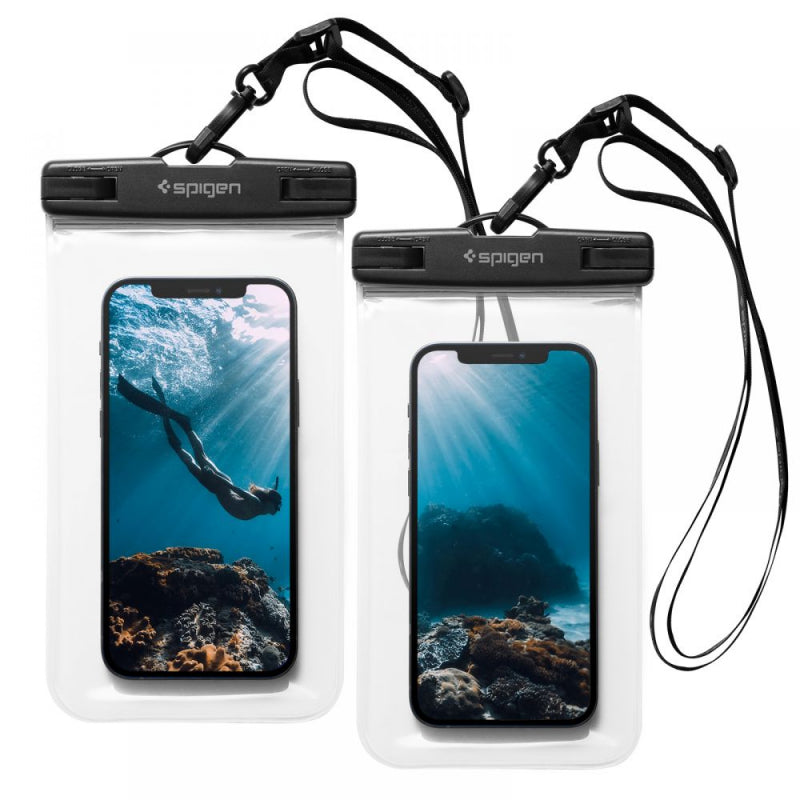 Husa Universala Waterproof pentru Telefon max. 3.5inch - 7inch, Spigen, A601, Set 2 buati - Transparenta - NotebookGsm