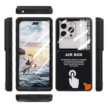 Husa Universala Waterproof pentru Telefon max. 6.9inch, ShellBox, AirBox - Neagra - NotebookGsm