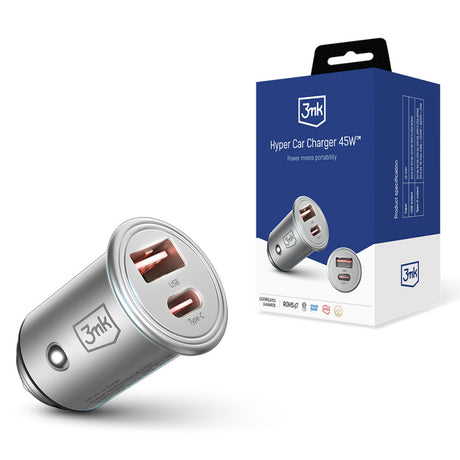 Incarcator Auto 3MK Hyper, 45W, 3A, 1 x USB-A - 1 x USB-C