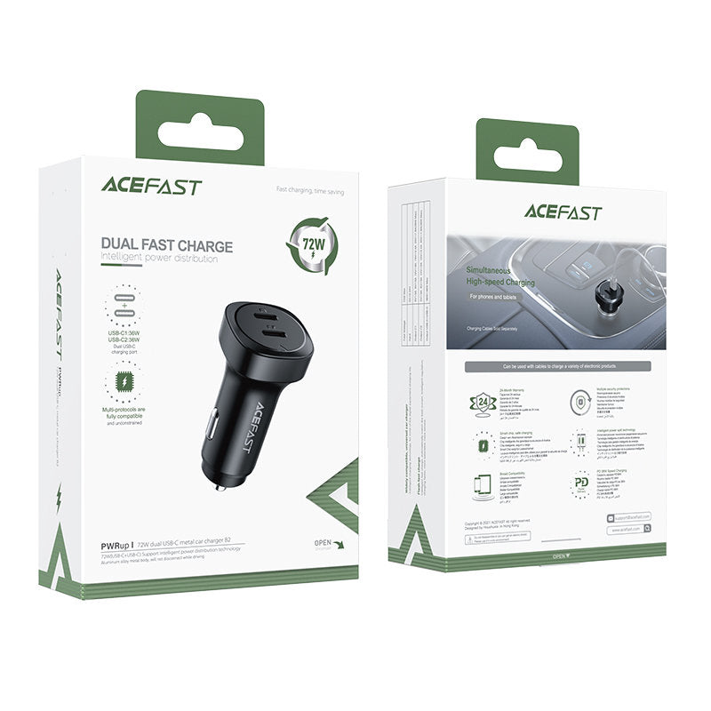 Incarcator Auto Acefast B2, 72W, 3A, 2 x USB-C