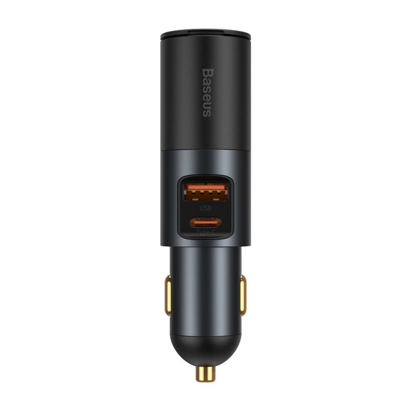 Incarcator Auto Baseus Share Together, 120W, 3A, 1 x Extensie Bricheta - 1 x USB-A - 1 x USB-C, Gri CCBT-C0