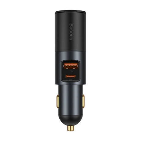 Incarcator Auto Baseus Share Together, 120W, 3A, 1 x Extensie Bricheta - 1 x USB-A - 1 x USB-C, Gri CCBT-C0