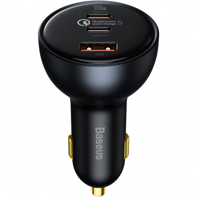 Incarcator Auto Cu Cablu USB-C Baseus Qualcomm, 160W, 3A, 1 x USB-A - 2 x USB-C, Gri TZCCZM-0