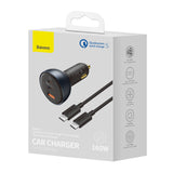 Incarcator Auto Cu Cablu USB-C Baseus Qualcomm, 160W, 3A, 1 x USB-A - 2 x USB-C, Gri TZCCZM-0