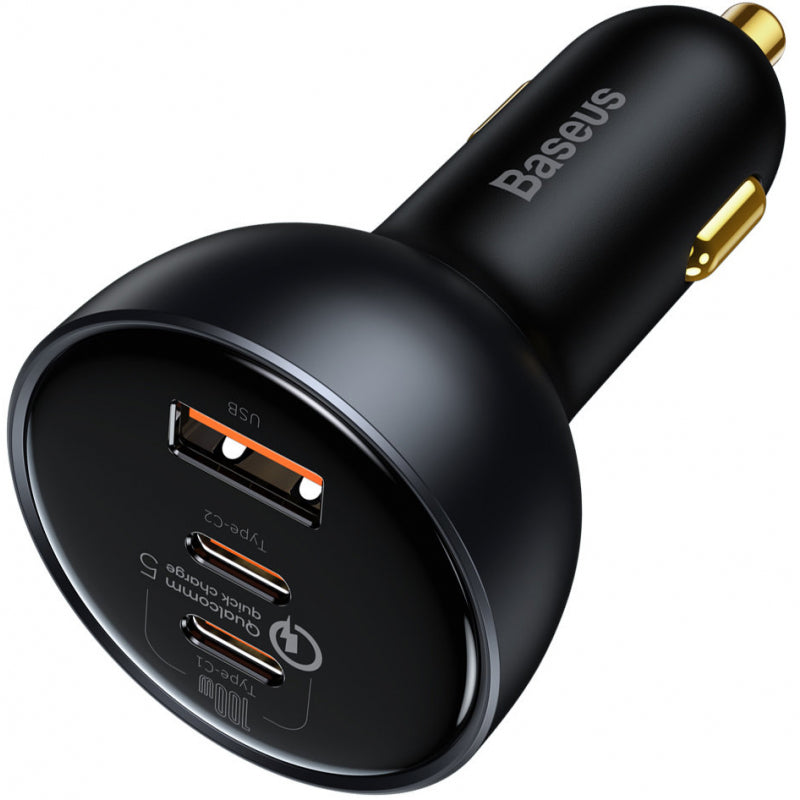 Incarcator Auto Cu Cablu USB-C Baseus Qualcomm, 160W, 3A, 1 x USB-A - 2 x USB-C, Gri TZCCZM-0