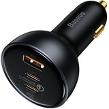 Incarcator Auto Cu Cablu USB-C Baseus Qualcomm, 160W, 3A, 1 x USB-A - 2 x USB-C, Gri TZCCZM-0