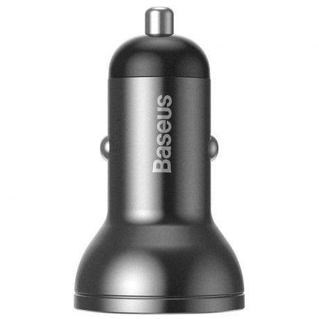 Baseus digitális kijelzős autós töltő, 24W, 2.4A, 2 x USB-A, szürke CCBX-0
