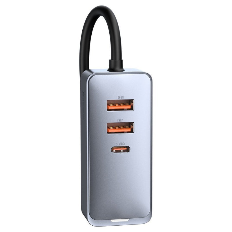 Incarcator Auto Baseus Share Together, 120W, 3A, 3 x USB-A - 1 x USB-C, Gri CCBT-B0