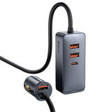 Incarcator Auto Baseus Share Together, 120W, 3A, 3 x USB-A - 1 x USB-C, Gri CCBT-B0